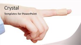  Presentation with wound care - Beautiful slide set featuring wound care - injured finger of a hand backdrop and a sky blue colored foreground