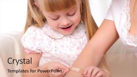  Presentation with wound care - Cool new presentation theme with wound care - little girl puts a plaster backdrop and a coral colored foreground