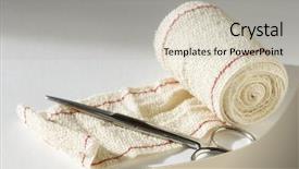  Presentation with medical bandages - Audience pleasing slides consisting of wound care - medical scissors and bandages backdrop and a light gray colored foreground