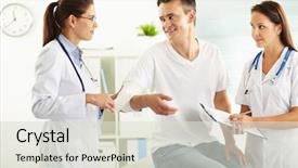  Presentation with female hospital patient - Audience pleasing presentation design consisting of wound care - portrait of confident female doctor backdrop and a lemonade colored foreground