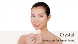  Presentation with plaster - PPT layouts featuring wound care - pretty young woman using adhesive background and a lemonade colored foreground