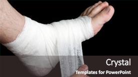  Presentation with human foot - Theme featuring wound care - white medicine bandage on human background and a dark gray colored foreground