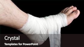  Presentation with human foot - PPT theme having wound care - white medicine bandage on human background and a wine colored foreground