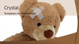  Presentation with accident - Cool new presentation theme with patient bear with bandage backdrop and a coral colored foreground