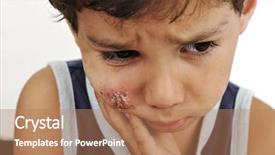  Presentation with wound - Audience pleasing presentation theme consisting of wound infection - sick kid with scab backdrop and a coral colored foreground