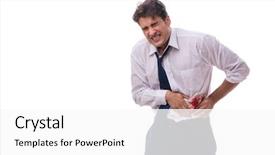  Presentation with wounded - PPT theme featuring wounded businessman with blood stains background and a white colored foreground