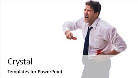  Presentation with wounded - Colorful presentation design enhanced with wounded businessman with blood stains backdrop and a white colored foreground