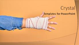  Presentation with wounded - Slide deck enhanced with wounded-hand-of-caucasian-young background and a yellow colored foreground