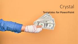  Presentation with wounded - Presentation design consisting of wounded-hand-of-caucasian-young background and a yellow colored foreground