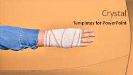  Presentation with wounded - PPT theme enhanced with wounded-hand-of-caucasian-young background and a yellow colored foreground