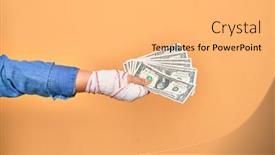  Presentation with wounded - PPT layouts enhanced with wounded-hand-of-caucasian-young background and a yellow colored foreground