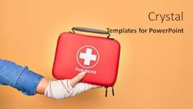  Presentation with wounded - PPT theme featuring wounded-hand-of-caucasian-young background and a yellow colored foreground