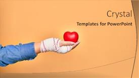  Presentation with wounded - Colorful presentation enhanced with wounded-hand-of-caucasian-young backdrop and a light gray colored foreground