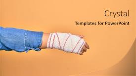  Presentation with wounded - Amazing PPT theme having wounded-hand-of-caucasian-young backdrop and a light gray colored foreground