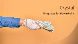  Presentation with wounded - Audience pleasing presentation theme consisting of wounded-hand-of-caucasian-young backdrop and a light gray colored foreground