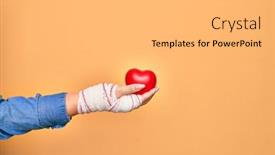  Presentation with wounded - Presentation theme featuring wounded-hand-of-caucasian-young background and a light gray colored foreground