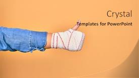  Presentation with wounded - Slide deck consisting of wounded-hand-of-caucasian-young background and a yellow colored foreground