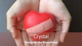  Presentation with wounded - Presentation theme featuring wounded red heart in hand background and a red colored foreground
