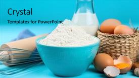  Presentation with bakery baking ingredients - Cool new slide set with woven bags - basic baking ingredients backdrop and a  colored foreground