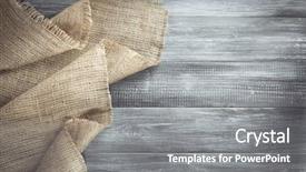  Presentation with woven - Presentation theme featuring woven bags - burlap hessian sacking on wooden background and a gray colored foreground