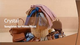  Presentation with leather shoes - Colorful PPT theme enhanced with woven bags - full of jeans a pile backdrop and a coral colored foreground