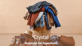  Presentation with bag iv fluid - Slide deck with woven bags - full of jeans pile background and a coral colored foreground