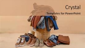  Presentation with leather bag - Slides having woven bags - full of jeans pile background and a coral colored foreground