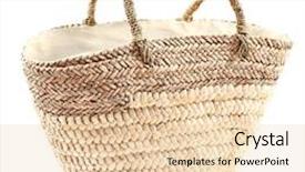  Presentation with wicker - PPT layouts featuring woven bags - wicker bag isolated on white background and a lemonade colored foreground