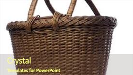  Presentation with woven - Presentation theme having woven basket isolated on white background and a tawny brown colored foreground