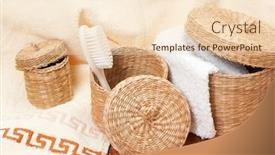  Presentation with woven - Colorful PPT layouts enhanced with woven baskets with bath accessories backdrop and a lemonade colored foreground