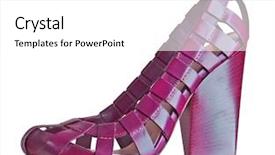  Presentation with woven - Theme featuring woven violet leather shoe on high heels background and a white colored foreground