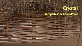  Presentation with woven - Audience pleasing PPT theme consisting of woven willow wicker fence panel backdrop and a tawny brown colored foreground