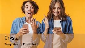  Presentation with women - Theme consisting of wow - photo of shocked emotional young background and a gold colored foreground