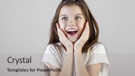  Presentation with girl scouts animated - Presentation theme with wow - portrait of a charming brunette background and a light gray colored foreground