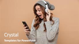  Presentation with winter - Presentation theme featuring wow - portrait of amazed charming girl background and a coral colored foreground