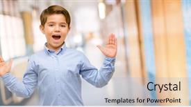  Presentation with wow - Presentation design consisting of wow gesture at school corridor background and a  colored foreground