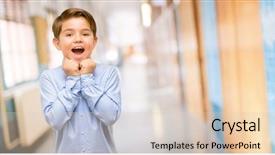  Presentation with wow - Audience pleasing slide deck consisting of wow gesture at school corridor backdrop and a  colored foreground