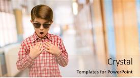  Presentation with wow - Colorful slide deck enhanced with wow gesture at school corridor backdrop and a lemonade colored foreground