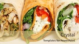  Presentation with chicken - Presentation design consisting of wrap sandwiches containing chicken background and a yellow colored foreground