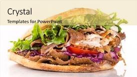  Presentation with kebab - Cool new presentation theme with wrap up - close up of kebab sandwich backdrop and a yellow colored foreground