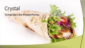  Presentation with kebab - Slide set with wrap up - close up of kebab sandwich background and a sky blue colored foreground