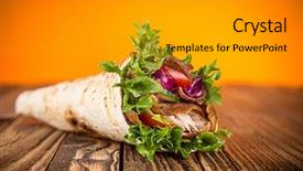  Presentation with kebab - PPT layouts with wrap up - close up of kebab sandwich background and a light gray colored foreground