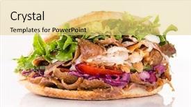  Presentation with kebab - Beautiful PPT layouts featuring wrap up - close up of kebab sandwich backdrop and a yellow colored foreground