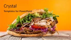  Presentation with kebab - Slide deck featuring wrap up - close up of kebab sandwich background and a gold colored foreground