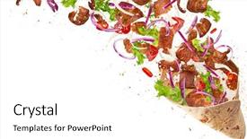  Presentation with kebab - PPT layouts consisting of wrap up - close-up of kebab sandwich background and a white colored foreground