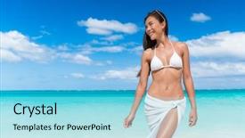 Presentation with weight loss lose text - Slide set consisting of wrap up - sexy bikini woman relaxing background and a arctic colored foreground