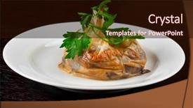  Presentation with mushroom - Presentation theme featuring wrapped at rice paper packet background and a  colored foreground