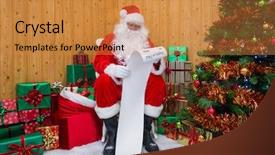  Presentation with christmas presents - Audience pleasing presentation design consisting of presents and gift wrapped backdrop and a gold colored foreground