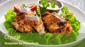  Presentation with mozzarella cheese - PPT layouts featuring wrapped-chicken-breasts-filled background and a tawny brown colored foreground