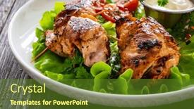  Presentation with mozzarella cheese - PPT theme consisting of wrapped-chicken-breasts-filled background and a tawny brown colored foreground